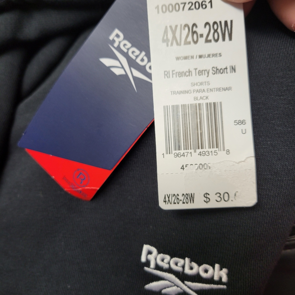 Reebok Black Plus-Size Women's French Terry Shorts Active Identify Plus Size 4X - Picture 3 of 6